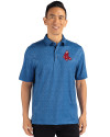 Boston Red Sox Cooperstown Cutter & Buck Pike Micro Floral Print Stretch Mens Polo Indigo Front Thumbnail Image