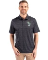 Athletics Cooperstown Cutter & Buck Pike Micro Floral Print Stretch Mens Polo Black Front Thumbnail Image