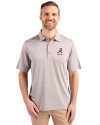 Alabama Crimson Tide Alumni Cutter & Buck Forge Pencil Stripe Stretch Mens Polo Polished Medium Gray Front Thumbnail Image