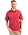 Boston Red Sox Cooperstown Cutter & Buck Forge Pencil Stripe Stretch Mens Polo Cardinal Red Front Thumbnail Image