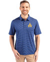Seattle Mariners Cooperstown Cutter & Buck Forge Pencil Stripe Stretch Mens Polo Tour Blue Front Thumbnail Image