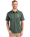 Athletics Cooperstown Cutter & Buck Forge Pencil Stripe Stretch Mens Polo Hunter Green Front Thumbnail Image