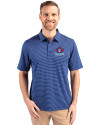 Toronto Blue Jays Cooperstown Cutter & Buck Forge Pencil Stripe Stretch Mens Polo Tour Blue Front Thumbnail Image