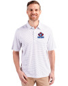 Toronto Blue Jays Cooperstown Cutter & Buck Forge Pencil Stripe Stretch Mens Polo White Front Thumbnail Image