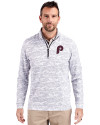 Philadelphia Phillies Cooperstown Cutter & Buck Traverse Stretch Eco Camo Print Quarter Zip Mens Pullover Charcoal Front Thumbnail Image