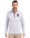 Los Angeles Angels Cooperstown Cutter & Buck Traverse Stretch Eco Camo Print Quarter Zip Mens Pullover Charcoal Front Thumbnail Image