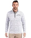 Colorado Rockies Cooperstown Cutter & Buck Traverse Stretch Eco Camo Print Quarter Zip Mens Pullover Charcoal Front Thumbnail Image
