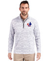 Montreal Expos Cooperstown Cutter & Buck Traverse Stretch Eco Camo Print Quarter Zip Mens Pullover Charcoal Front Thumbnail Image