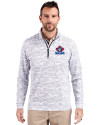 Toronto Blue Jays Cooperstown Cutter & Buck Traverse Stretch Eco Camo Print Quarter Zip Mens Pullover Charcoal Front Thumbnail Image