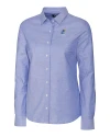 Kansas Jayhawks Alumni Cutter & Buck Stretch Oxford Womens Long Sleeve Dress Shirt French Blue Mannequin Thumbnail Image