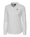Kansas Jayhawks Alumni Cutter & Buck Stretch Oxford Womens Long Sleeve Dress Shirt White Mannequin Thumbnail Image