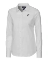 Miami Marlins Cooperstown Cutter & Buck Stretch Oxford Womens Long Sleeve Dress Shirt White Mannequin Thumbnail Image