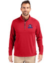 Toronto Blue Jays Cooperstown Cutter & Buck Adapt Eco Knit Stretch Recycled Mens Quarter Zip Pullover Red Front Thumbnail Image