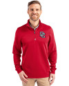 Washington Nationals Cooperstown Cutter & Buck Traverse Stretch Eco Quarter Zip Mens Pullover Red Front Thumbnail Image