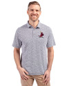 St. Louis Cardinals Cooperstown Cutter & Buck Virtue Eco Pique Botanical Print Recycled Mens Polo Navy Blue Front Thumbnail Image