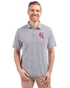 Los Angeles Angels Cooperstown Cutter & Buck Virtue Eco Pique Botanical Print Recycled Mens Polo Navy Blue Front Thumbnail Image