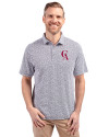 Los Angeles Angels Cooperstown Cutter & Buck Virtue Eco Pique Botanical Print Recycled Mens Polo Navy Blue Front Thumbnail Image