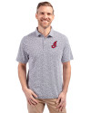 Cleveland Indians Cooperstown Cutter & Buck Virtue Eco Pique Botanical Print Recycled Mens Polo Navy Blue Front Thumbnail Image