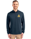Seattle Mariners Cooperstown Cutter & Buck Virtue Eco Pique Recycled Quarter Zip Mens Pullover Navy Blue Front Thumbnail Image