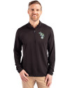 Athletics Cooperstown Cutter & Buck Virtue Eco Pique Recycled Quarter Zip Mens Pullover Black Front Thumbnail Image
