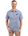 Los Angeles Dodgers Cooperstown Cutter & Buck Virtue Eco Pique Stripe Recycled Mens Polo Tour Blue Front Thumbnail Image