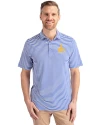 View image 1: Seattle Mariners Cooperstown Cutter & Buck Virtue Recycled Stripe Featherlight Pique Mens Polo Chelan Blue Front
