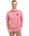 Cleveland Indians Cooperstown Cutter & Buck Virtue Eco Pique Stripe Recycled Mens Polo Red Front Thumbnail Image