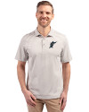 Miami Marlins Cooperstown Cutter & Buck Virtue Eco Pique Stripe Recycled Mens Polo Polished Medium Gray Front Thumbnail Image