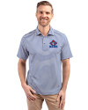 Toronto Blue Jays Cooperstown Cutter & Buck Virtue Eco Pique Stripe Recycled Mens Polo Tour Blue Front Thumbnail Image
