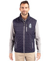 Chicago Cubs Cooperstown Cutter & Buck Rainier PrimaLoft® Mens Eco Insulated Full Zip Puffer Vest Dark Navy/Silver Front Thumbnail Image