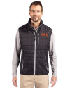 Pittsburgh Pirates Cooperstown Cutter & Buck Rainier PrimaLoft® Mens Eco Insulated Full Zip Puffer Vest Black Front Thumbnail Image