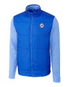 View image 1: New York Yankees Cooperstown Cutter & Buck Stealth Recycled Hybrid Quilted Mens Windbreaker Jacket Chelan Blue Mannequin