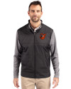 Baltimore Orioles Cooperstown Cutter & Buck Stealth Hybrid Quilted Mens Full Zip Windbreaker Jacket Black Front Thumbnail Image