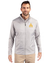 Seattle Mariners Cooperstown Cutter & Buck Stealth Hybrid Quilted Mens Full Zip Windbreaker Jacket Polished Medium Gray Front Thumbnail Image
