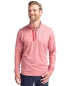Alabama Crimson Tide Alumni Cutter & Buck Stealth Heathered Quarter Zip Mens Pullover Cardinal Red Front Thumbnail Image