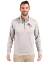Florida State Seminoles Alumni Cutter & Buck Stealth Heathered Quarter Zip Mens Pullover Polished Medium Gray Front Thumbnail Image