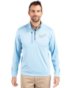 Kansas City Royals Cooperstown Cutter & Buck Stealth Heathered Quarter Zip Mens Pullover Atlas Light Blue Front Thumbnail Image