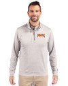Pittsburgh Pirates Cooperstown Cutter & Buck Stealth Heathered Quarter Zip Mens Pullover Polished Medium Gray Front Thumbnail Image