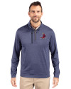 St. Louis Cardinals Cooperstown Cutter & Buck Stealth Heathered Quarter Zip Mens Pullover Liberty Navy Front Thumbnail Image