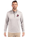 St. Louis Cardinals Cooperstown Cutter & Buck Stealth Heathered Quarter Zip Mens Pullover Polished Medium Gray Front Thumbnail Image