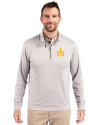 Seattle Mariners Cooperstown Cutter & Buck Stealth Heathered Quarter Zip Mens Pullover Polished Medium Gray Front Thumbnail Image