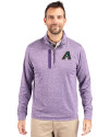 Arizona Diamondbacks Cooperstown Cutter & Buck Stealth Heathered Quarter Zip Mens Pullover College Purple Front Thumbnail Image