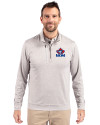 Toronto Blue Jays Cooperstown Cutter & Buck Stealth Heathered Quarter Zip Mens Pullover Polished Medium Gray Front Thumbnail Image