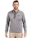 San Diego Padres Cooperstown Cutter & Buck Stealth Heathered Quarter Zip Mens Pullover Elemental Grey Front Thumbnail Image
