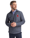 Boston Red Sox Cooperstown Cutter & Buck Rainier PrimaLoft® Mens Eco Insulated Quilted Shirt Jacket Anthracite Melange Front Thumbnail Image