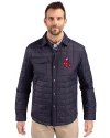 Boston Red Sox Cooperstown Cutter & Buck Rainier PrimaLoft® Mens Eco Insulated Quilted Shirt Jacket Dark Navy Front Thumbnail Image