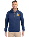 Seattle Mariners Cooperstown Cutter & Buck Mainsail Sweater-Knit Mens Half Zip Pullover Jacket Tour Blue Heather Front Thumbnail Image