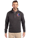 Montreal Expos Cooperstown Cutter & Buck Mainsail Sweater-Knit Mens Half Zip Pullover Jacket Charcoal Heather Front Thumbnail Image