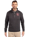 Washington Nationals Cooperstown Cutter & Buck Mainsail Sweater-Knit Mens Half Zip Pullover Jacket Charcoal Heather Front Thumbnail Image
