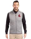 Boston Red Sox Cooperstown Cutter & Buck Mainsail Sweater-Knit Mens Full Zip Vest Polished Heather Front Thumbnail Image